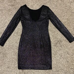 Jennifer Lopez Midnight Glitter Long Sleeve Dress